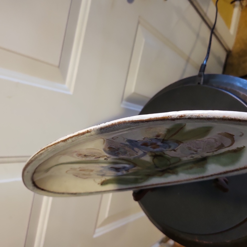 Vintage Awesome Mid Century Modern Signed Studio Ceramic Floral Platter 13" - Picture 8 of 14
